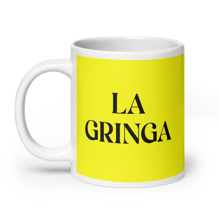 La Gringa The American (Slang) Funny Home Office Work Coffee Mug Mexican Spanish Pride Gift White Glossy Cup Yellow Card Mug