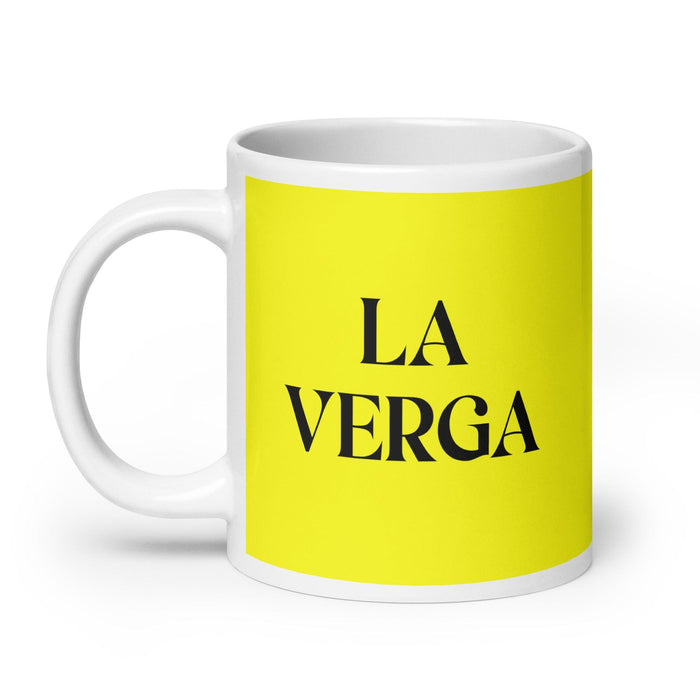 La Verga The Awesome One - Taza de café divertida para el trabajo en casa o en la oficina, regalo de orgullo mexicano y español, taza blanca brillante, taza con tarjeta amarilla