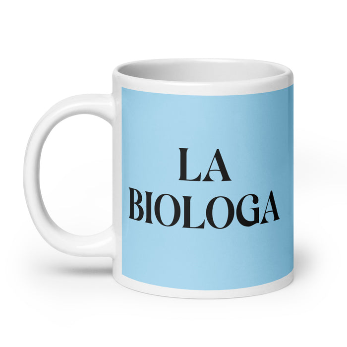 La Biologa The Biologist Funny Home Office Work Coffee Mug Mexican Spanish Pride Gift White Glossy Cup Sky Blue Card Mug