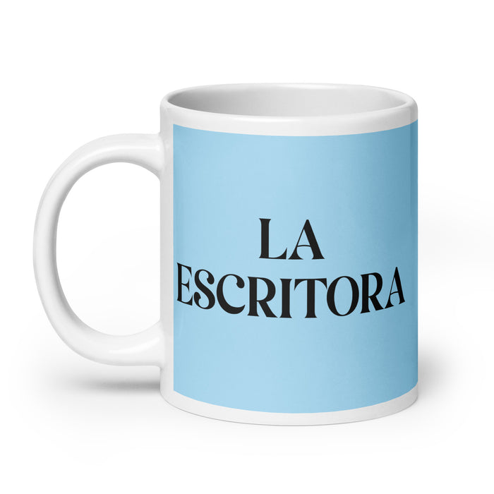 La Escritora The Writer Funny Home Office Work Coffee Mug Mexican Spanish Pride Gift White Glossy Cup Sky Blue Card Mug