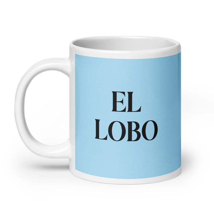 El Lobo The Wolf Funny Home Office Work Coffee Mug Mexican Spanish Pride Gift White Glossy Cup Sky Blue Card Mug