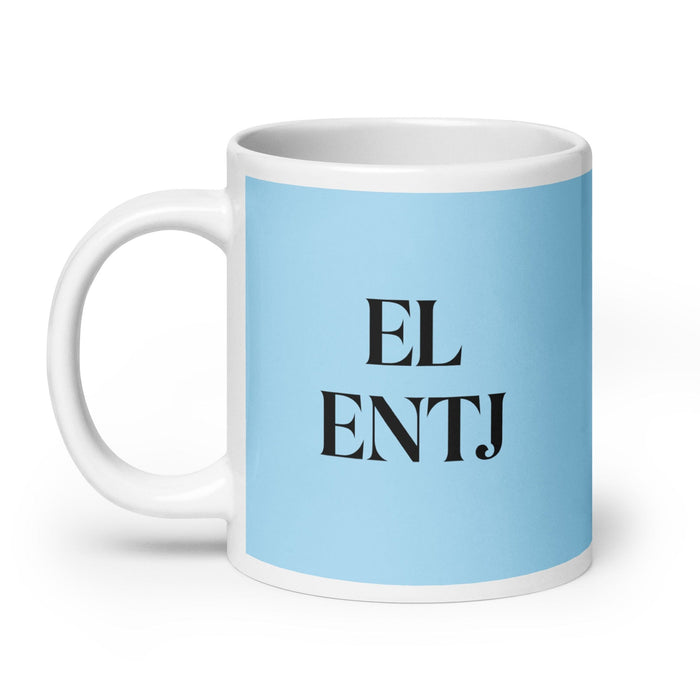 El ENTJ El Comandante MBTI Personalidad Divertida Hogar Oficina Trabajo Taza de Café Regalo Orgullo Español Mexicano Taza Blanca Brillante Taza Azul Cielo Tarjeta