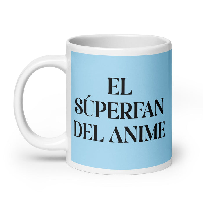 Le Super Fan de l'Anime Le Super Fan de l'Anime Drôle Maison Bureau Travail Tasse à Café Mexicain Espagnol Fierté Cadeau Blanc Brillant Tasse Carte Bleu Ciel Tasse