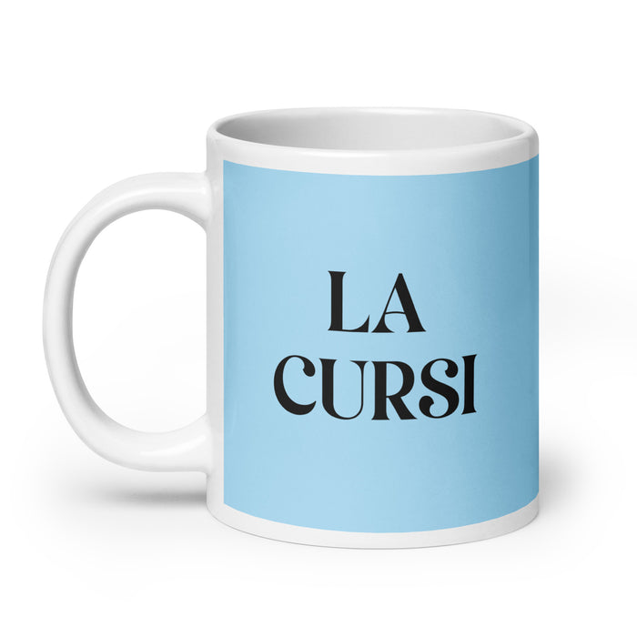 La Cursi The Cheesy One Funny Home Office Work Coffee Mug Mexican Spanish Pride Gift White Glossy Cup Sky Blue Card Mug