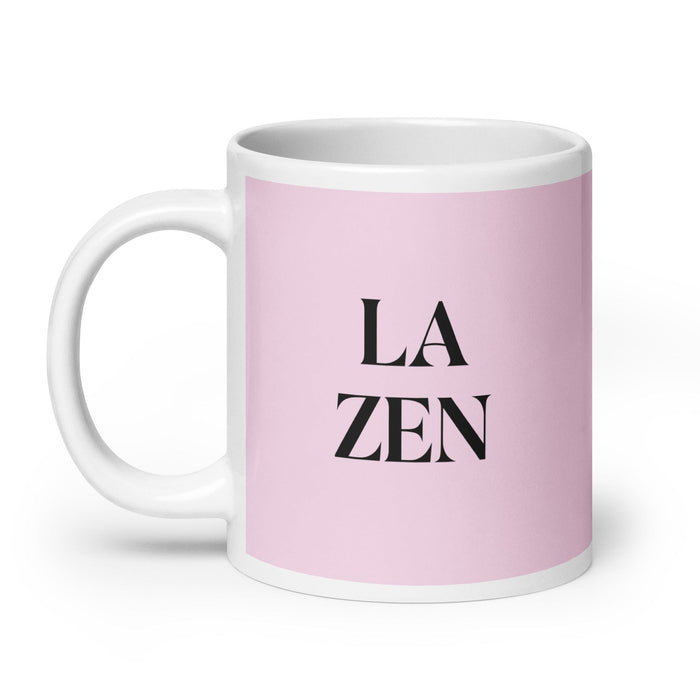 La Zen, der Zen-Praktiker, lustige Kaffeetasse für Zuhause, Büro, Arbeit, mexikanisches spanisches Pride-Geschenk, weiße glänzende Tasse, hellrosa Kartentasse