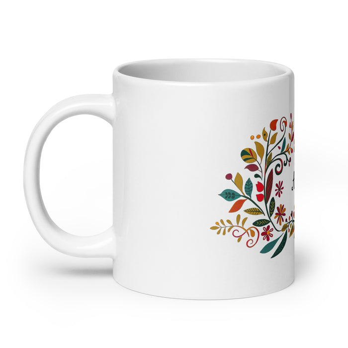 Taza de café exclusiva con nombre de Alejandro, obra de arte para el hogar, la oficina, el trabajo, regalo de orgullo mexicano español, taza blanca brillante con caligrafía única en su tipo | A12