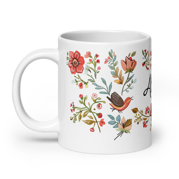 Taza de café exclusiva con nombre de Alicia, para el hogar, la oficina, el trabajo, regalo de orgullo mexicano y español, taza blanca brillante con caligrafía única en su tipo | A28