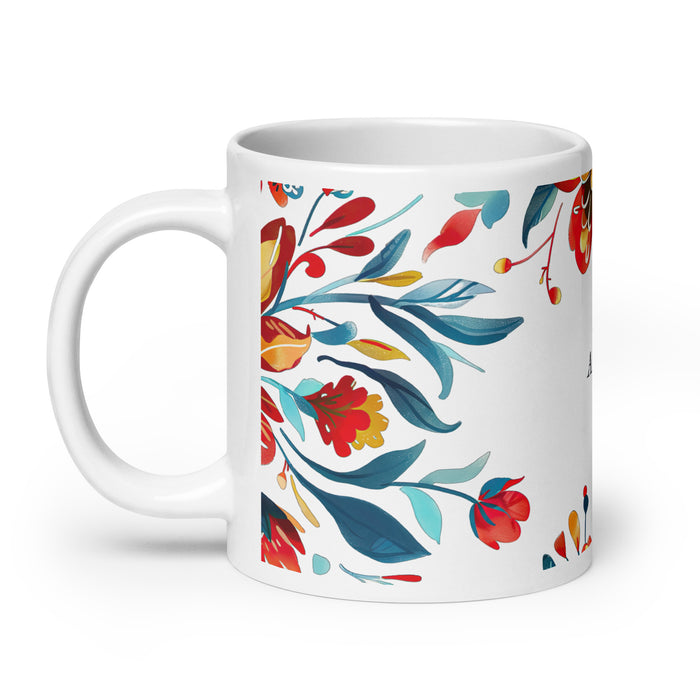 Taza de café exclusiva con nombre de Allison, obra de arte para el hogar, la oficina, el trabajo, regalo de orgullo mexicano y español, taza blanca brillante con caligrafía única en su tipo | A10