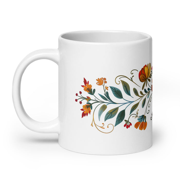 Taza de café exclusiva con nombre de Amalia, obra de arte para el hogar, la oficina, el trabajo, regalo de orgullo mexicano y español, taza blanca brillante con caligrafía única en su tipo | A14