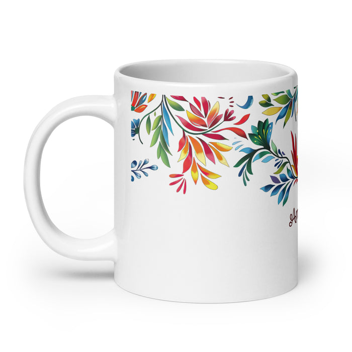 Tasse à café exclusive Amanda avec nom, pour la maison, le bureau, le travail, la fierté mexicaine et espagnole, cadeau unique en son genre, calligraphie, blanc brillant | A4