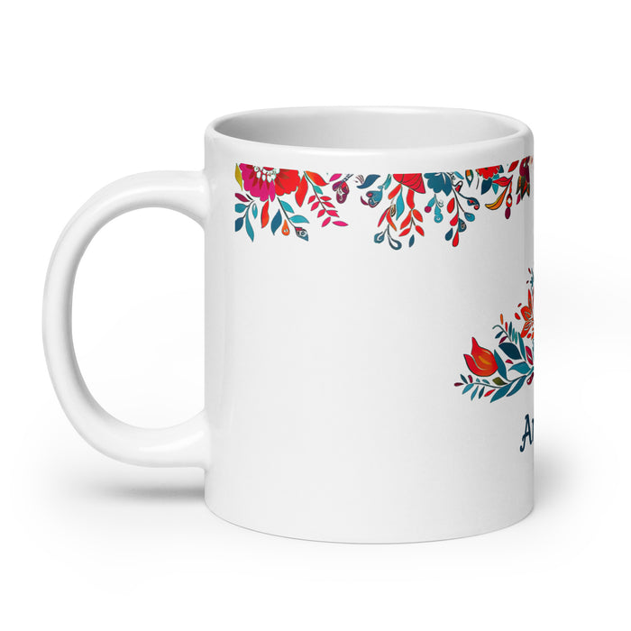 Amaya Exclusive Nome Arte Pezzo Casa Ufficio Lavoro Tazza da caffè Tazza regalo Orgoglio spagnolo messicano Tazza unica nel suo genere Calligrafia Tazza bianca lucida | A9