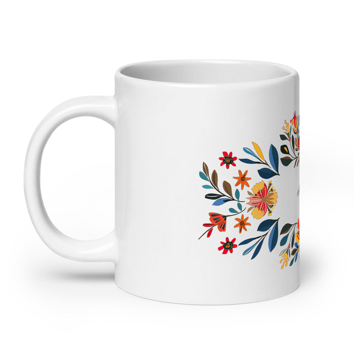 Taza de café exclusiva con nombre de Amanda, obra de arte para el hogar, la oficina, el trabajo, regalo de orgullo mexicano y español, taza blanca brillante con caligrafía única en su tipo | A18