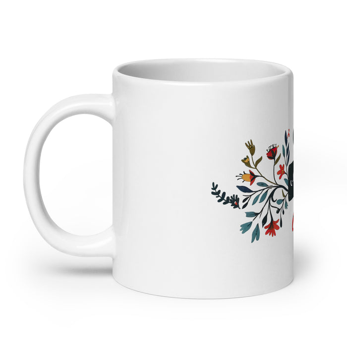 Taza de café exclusiva con nombre de Andrew, obra de arte para el hogar, la oficina, el trabajo, regalo de orgullo mexicano y español, taza blanca brillante con caligrafía única en su tipo | A2