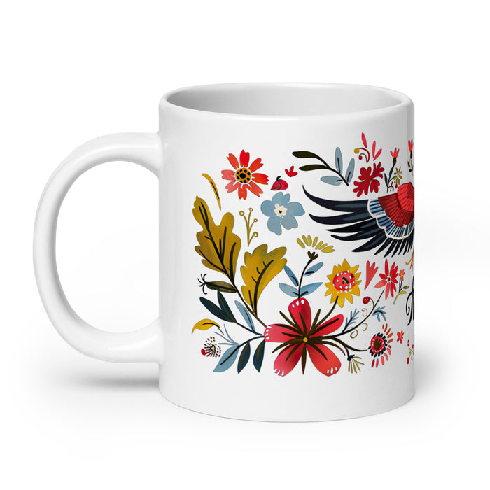 Taza de café exclusiva con nombre de Andrew, obra de arte para el hogar, la oficina, el trabajo, regalo de orgullo mexicano y español, taza blanca brillante con caligrafía única en su tipo | A3