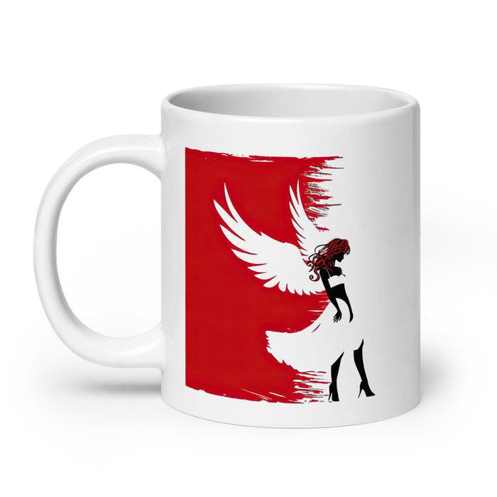 Taza de café exclusiva con nombre de ángel, obra de arte para el hogar, la oficina, el trabajo, regalo de orgullo mexicano español, taza blanca brillante con caligrafía única en su tipo | A1