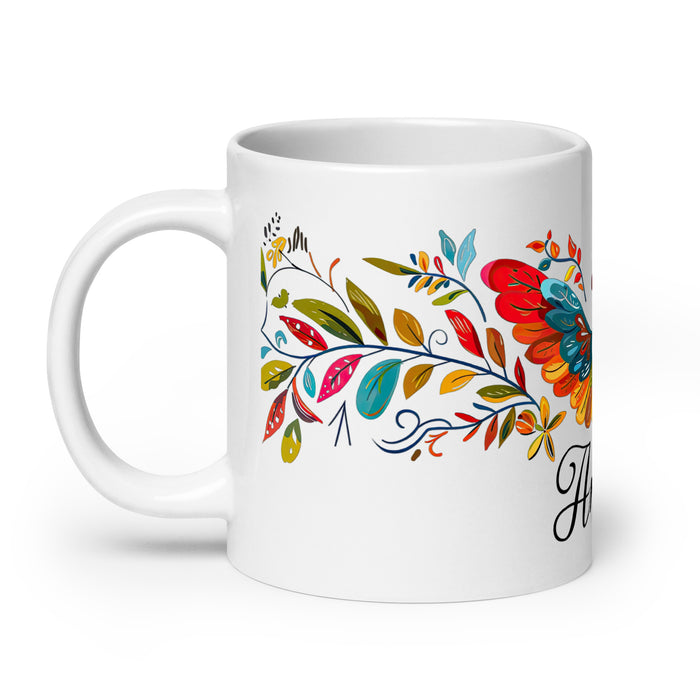 Taza de café exclusiva con nombre de ángel, obra de arte para el hogar, la oficina, el trabajo, regalo de orgullo mexicano y español, taza blanca brillante con caligrafía única en su tipo | A8