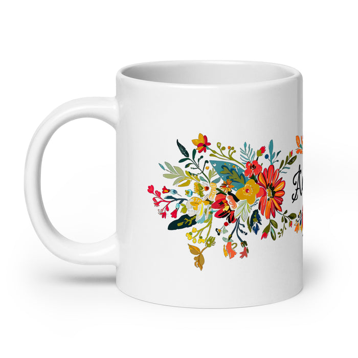 Taza de café exclusiva con nombre de Ángela, obra de arte para el hogar, la oficina, el trabajo, regalo de orgullo mexicano español, taza blanca brillante con caligrafía única en su tipo | Á3