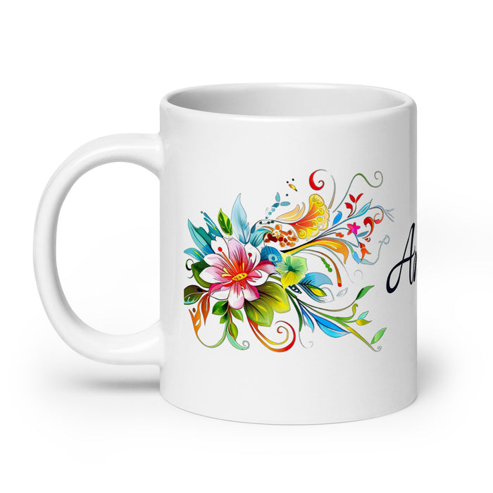 Taza de café exclusiva con nombre de Ángela, obra de arte para el hogar, la oficina, el trabajo, regalo de orgullo mexicano español, taza blanca brillante con caligrafía única en su tipo | Á4