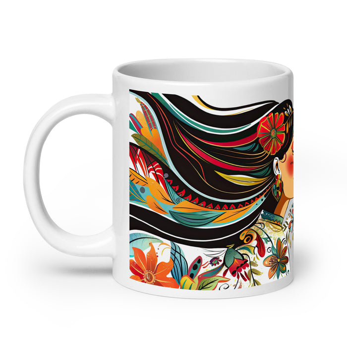 Tasse à café exclusive avec nom d'Ángela, tasse à café pour le travail à domicile, tasse cadeau de fierté espagnole mexicaine, tasse blanche brillante avec calligraphie unique en son genre | Á11