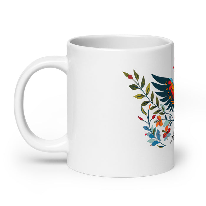 Ángela Exclusive Name Art Piece Home Office Work Coffee Mug Mexican Spanish Pride Gift Cup One-Of-A-Kind Calligraphy White Glossy Mug | Á23