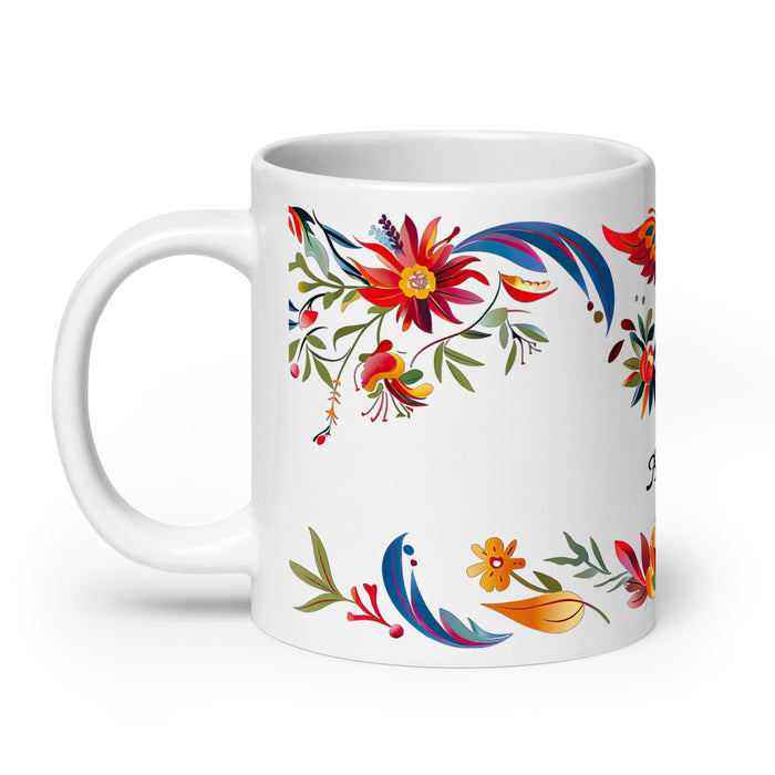 Ángela Exclusive Name Art Piece Home Office Work Coffee Mug Mexican Spanish Pride Gift Cup One-Of-A-Kind Calligraphy White Glossy Mug | Á32