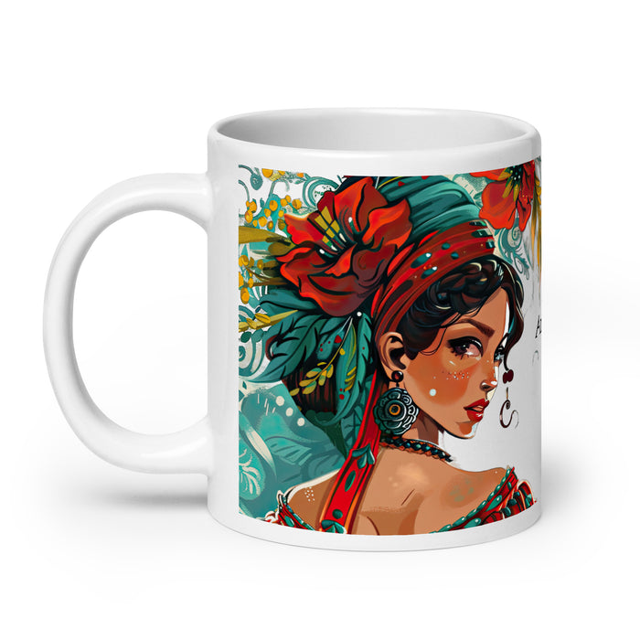 Taza de café exclusiva con nombre de Angelina, obra de arte para el hogar, la oficina, el trabajo, regalo de orgullo mexicano y español, taza blanca brillante con caligrafía única en su tipo | A5