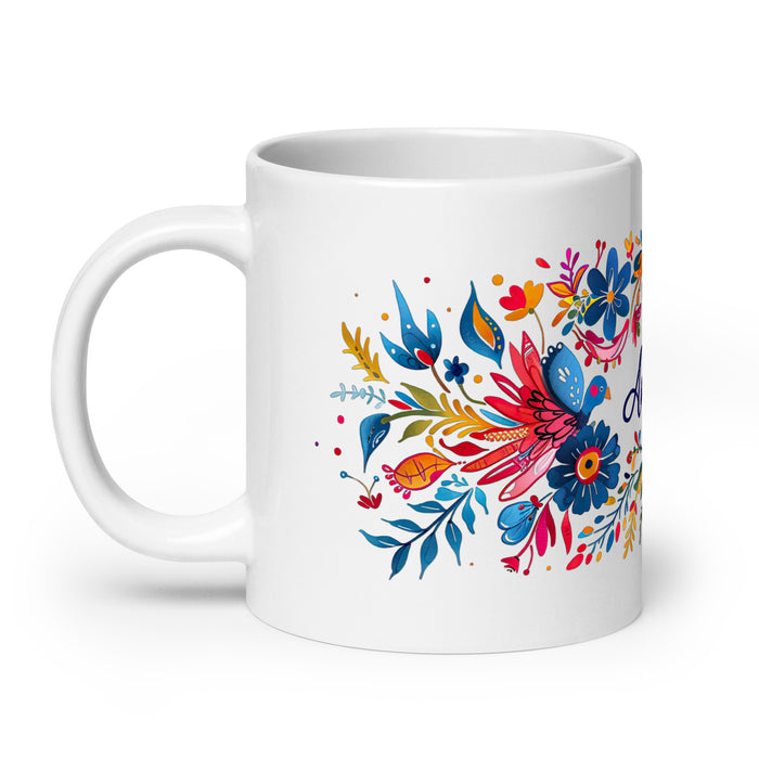 Tasse à café avec nom exclusif Angelina, tasse à café pour le travail à domicile, le bureau, la fierté mexicaine et espagnole, tasse cadeau, calligraphie unique en son genre, tasse blanche brillante | A14