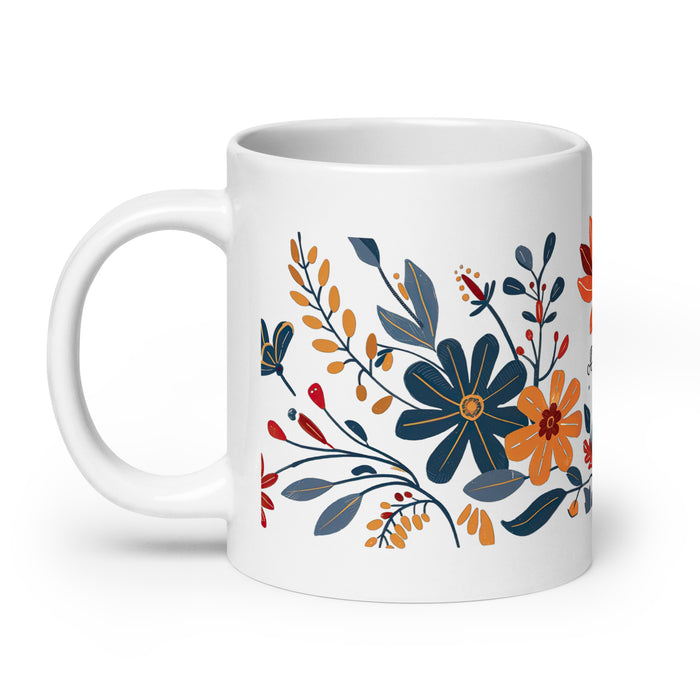 Antonella – Exklusives Namenskunstwerk, Kaffeetasse für Zuhause, Büro, Arbeit, mexikanischer und spanischer Stolz, Geschenktasse, einzigartige Kalligraphie, weiß glänzend, A2