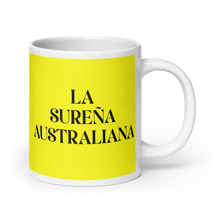 La Sureña Australiana La divertida taza de café para el trabajo en casa o en la oficina de Australia del Sur Regalo de orgullo mexicano español Taza blanca brillante Taza de tarjeta amarilla