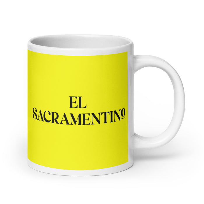 El Sacramentino The Sacramento Resident Funny Home Office Work Coffee Mug Mexican Spanish Pride Gift White Glossy Cup Yellow Card Mug