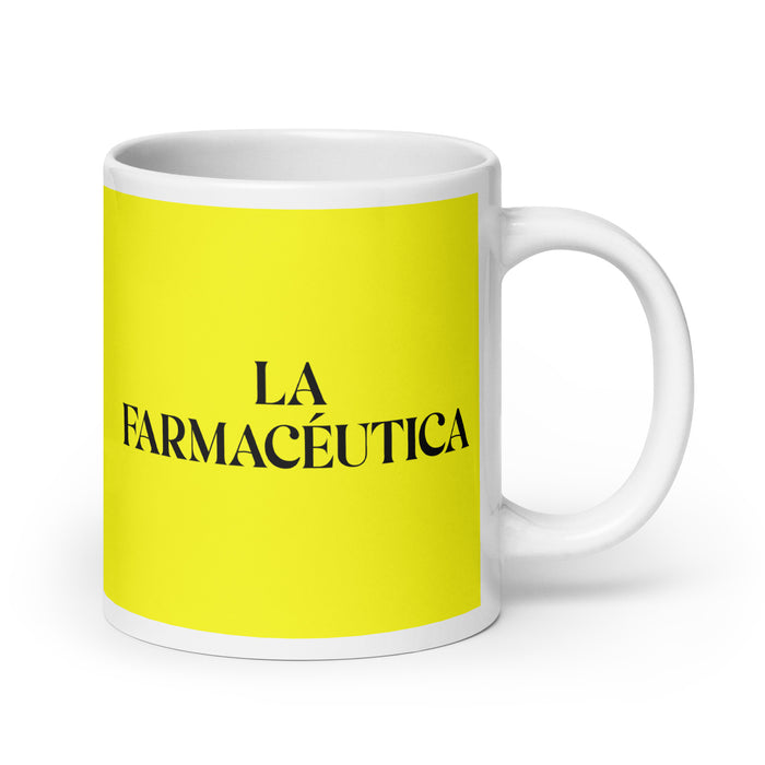 La Farmacéutica The Pharmacist Funny Home Office Work Coffee Mug Mexican Spanish Pride Gift White Glossy Cup Yellow Card Mug