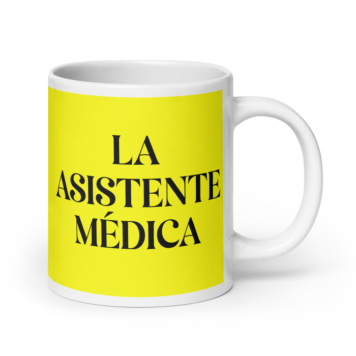 La Asistente Médica The Medical Assistant Funny Home Office Work Coffee Mug Mexican Spanish Pride Gift White Glossy Cup Yellow Card Mug