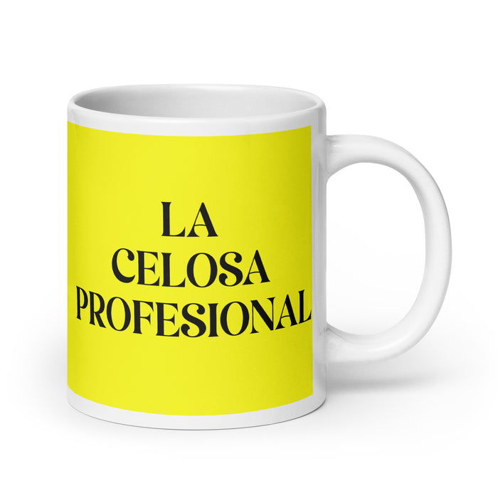 La Celosa Profesional The Professional Jealous One Funny Home Office Work Coffee Mug Mexican Spanish Pride Gift White Glossy Cup Yellow Card Mug