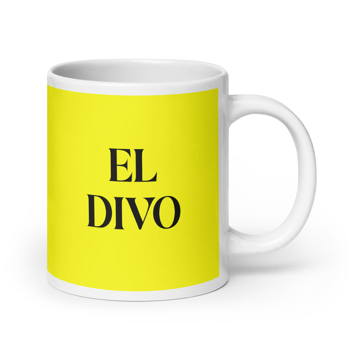 El Divo The Diva Funny Home Office Work Coffee Mug Mexican Spanish Pride Gift White Glossy Cup Yellow Card Mug