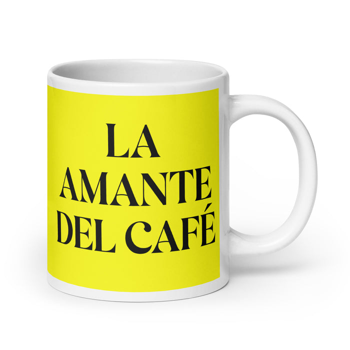 La Amante Del Café The Coffee Lover Funny Home Office Work Coffee Mug Mexican Spanish Pride Gift White Glossy Cup Yellow Card Mug