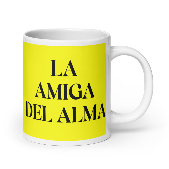 La Amiga Del Alma The Soulmate Friend Funny Home Office Work Coffee Mug Mexican Spanish Pride Gift White Glossy Cup Yellow Card Mug