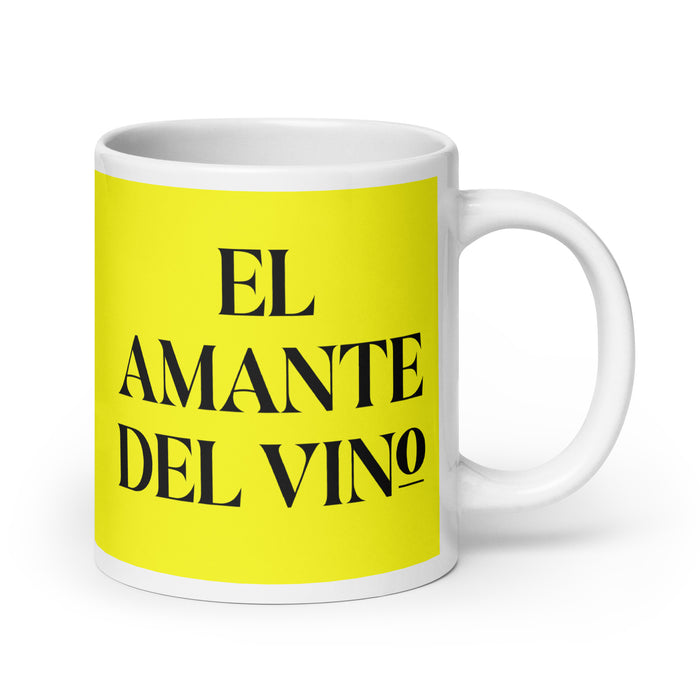 La Amante Del Vino The Wine Lover Funny Home Office Work Coffee Mug Mexican Spanish Pride Gift White Glossy Cup Yellow Card Mug