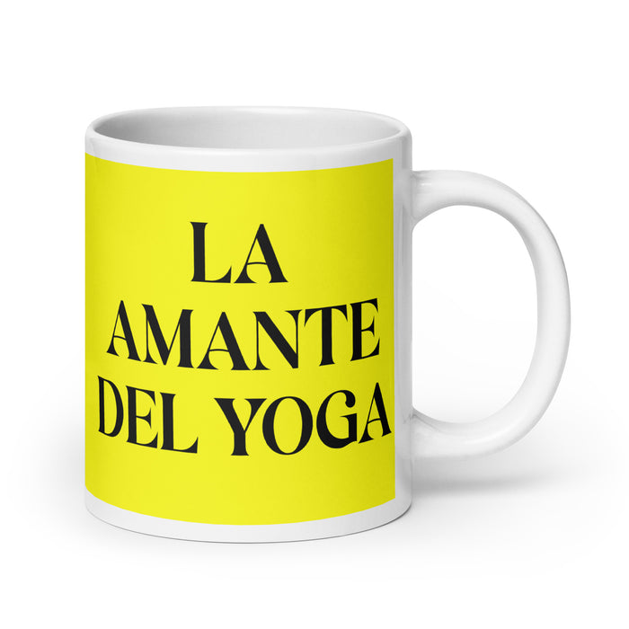 La Amante Del Yoga The Yoga Lover Funny Home Office Work Coffee Mug Mexican Spanish Pride Gift White Glossy Cup Yellow Card Mug