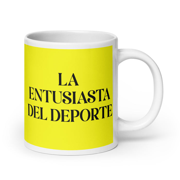 La Entusiasta Del Deporte The Sports Enthusiast Funny Home Office Work Coffee Mug Mexican Spanish Pride Gift White Glossy Cup Yellow Card Mug