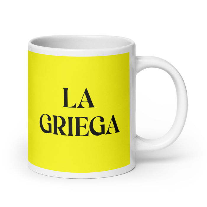 La Griega The Greek Funny Home Office Work Coffee Mug Mexican Spanish Pride Gift White Glossy Cup Yellow Card Mug