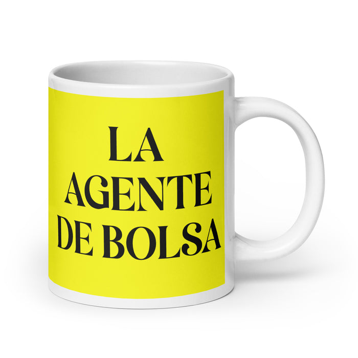 La Agente De Bolsa The Stockbroker Funny Home Office Work Coffee Mug Mexican Spanish Pride Gift White Glossy Cup Yellow Card Mug