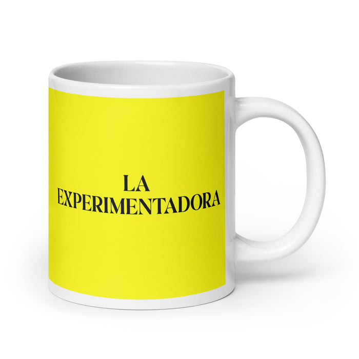 La Experimentadora The Experimenter Funny Home Office Work Coffee Mug Mexican Spanish Pride Gift White Glossy Cup Yellow Card Mug