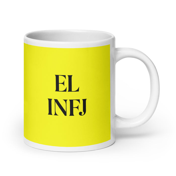 El INFJ The Advocate MBTI Personality Funny Home Office Work Coffee Mug Mexican Spanish Pride Gift White Glossy Cup Yellow Card Mug