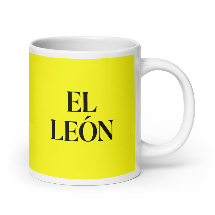 El León The Lion Funny Home Office Work Coffee Mug Mexican Spanish Pride Gift White Glossy Cup Yellow Card Mug