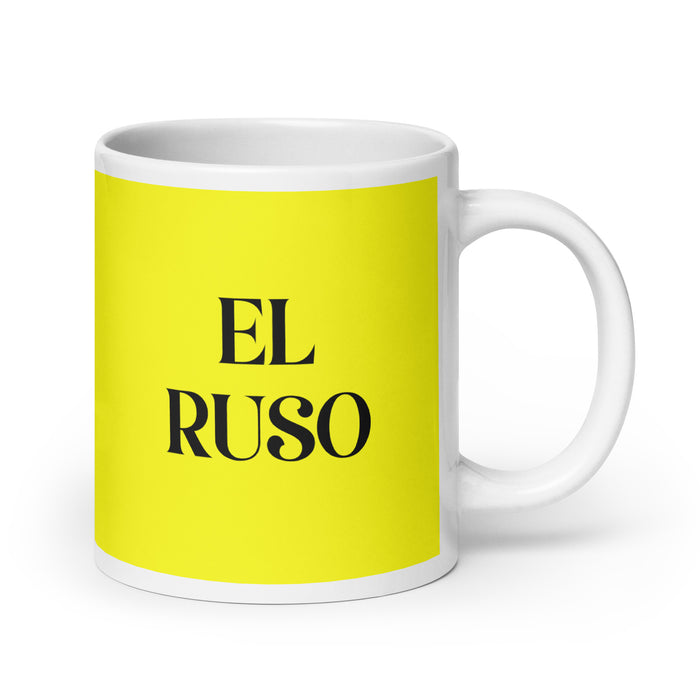 El Ruso The Russian Funny Home Office Work Coffee Mug Mexican Spanish Pride Gift White Glossy Cup Yellow Card Mug