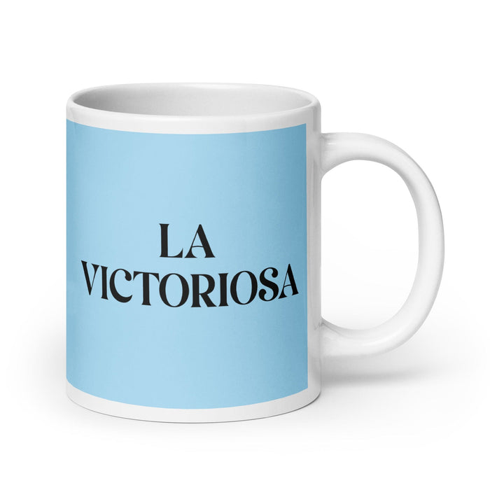 La Victoriosa The Victorious One Funny Home Office Work Coffee Mug Mexican Spanish Pride Gift White Glossy Cup Sky Blue Card Mug