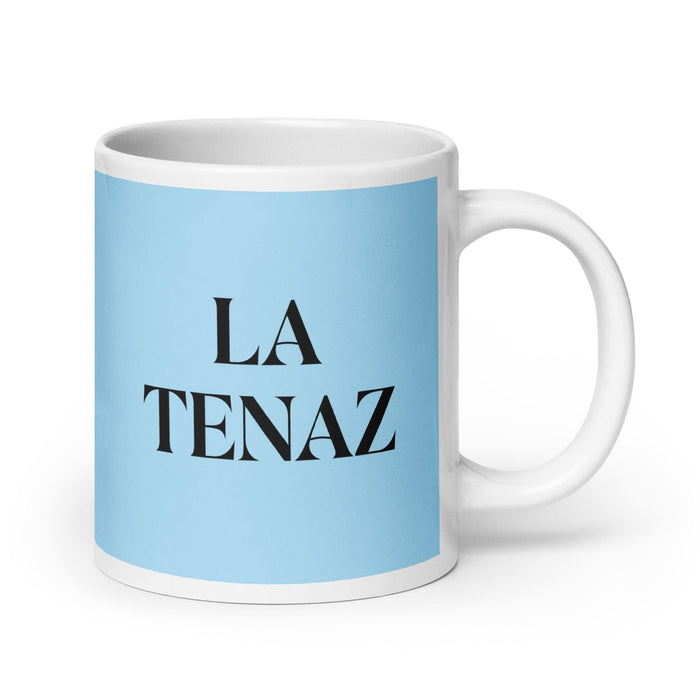 La Tenaz The Tenacious One Funny Home Office Work Coffee Mug Mexican Spanish Pride Gift White Glossy Cup Sky Blue Card Mug