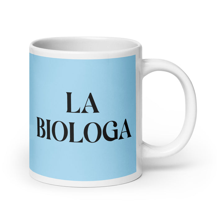 La Biologa The Biologist Funny Home Office Work Coffee Mug Mexican Spanish Pride Gift White Glossy Cup Sky Blue Card Mug