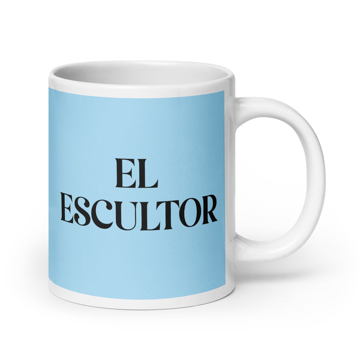 El Escultor The Sculptor Funny Home Office Work Coffee Mug Mexican Spanish Pride Gift White Glossy Cup Sky Blue Card Mug