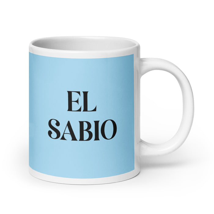 El Sabio The Wise One Funny Home Office Work Coffee Mug Mexican Spanish Pride Gift White Glossy Cup Sky Blue Card Mug